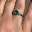 Oval Cut Emerald & Round Brilliant Cut Diamond Trilogy Engagement Ring