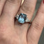 Cushion Cut Aqua With Triangle Cut Diamond Side Stones