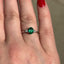 Oval Cut Emerald & Pear Cut Diamond Trilogy Engagement Ring