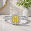 Cushion Cut 0.51ct Yellow Diamond With Diamond Halo & Shoulders