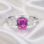 Cushion Cut Purple Sapphire with Round Brilliant Cut Diamond Side Stones