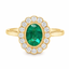 Oval Cut Emerald With Round Brilliant Cut Diamond Halo
