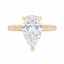 Lab Grown Pear Cut 3.25ct Diamond Engagement Ring with Diamond Shoulders & Hidden Halo