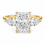 Lab Grown Radiant Cut 2.50ct Diamond Trilogy Engagement Ring with Pear Cut Lab Diamond Side Stones
