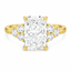 Lab Grown Radiant Cut 2.05ct Diamond Engagement Ring with Diamond Shoulders Trefoil Diamond Side Stones