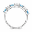 Round Brilliant Cut Diamond & Aqua 7 Stone Eternity Ring