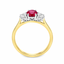 Oval Cut Ruby & Round Brilliant Cut Diamond Trilogy Engagement Ring