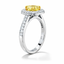 Cushion Cut 1.01ct Yellow Diamond With Diamond Halo & Shoulders