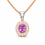 Oval Cut Pink Sapphire & Diamond Cluster Pendant