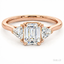 Emerald Cut 1.01ct Diamond Engagement Ring with Trilliant Cut Diamond Side Stones
