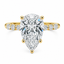 Lab Grown Diamond Pear Cut 3.01ct Solitaire Engagement Ring With Diamond Shoulders