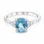 Oval Cut Aqua & Trefoil Diamond Engagement Ring
