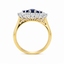 Baguette Cut Sapphires with Round Brilliant Cut Diamond Cluster
