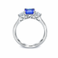 Emerald Cut Tanzanite With Round Brilliant Cut Diamond Side Stones
