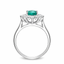 Oval Cut Emerald & Round Brilliant Cut Diamond Cluster Engagement Ring