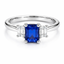 Emerald Cut Sapphire with Emerald Cut Diamond Side Stones Trilogy Ring
