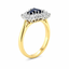 Baguette Cut Sapphires with Round Brilliant Cut Diamond Cluster