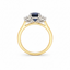 Oval Cut Sapphire with Oval Cut Diamond Side Stones Trilogy Ring