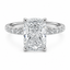 Lab Grown Diamond Cushion Cut 3.04ct Solitaire Engagement Ring With Diamond Shoulders & Hidden Halo