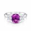 Cushion Cut Purple Sapphire with Round Brilliant Cut Diamond Side Stones