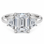 Lab Grown Emerald Cut 2.29ct Diamond Engagement Ring With Trapezoid Cut Diamond Side Stones