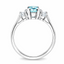 Emerald Cut Aqua & Trefoil Diamonds Engagement Ring
