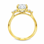 Lab Grown Radiant Cut 2.05ct Diamond Engagement Ring with Diamond Shoulders Trefoil Diamond Side Stones