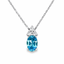 Oval Cut Aqua & 3 Brilliant Round Cut Diamond Pendant