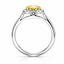 Cushion Cut 1.01ct Yellow Diamond With Diamond Halo & Shoulders