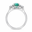 Oval Cut Emerald & Round Brilliant Cut Diamond Trilogy Engagement Ring