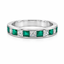 Princess Cut Diamond & Emerald Half Hoop Eternity Ring