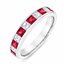 Princess Cut Diamond & Ruby Half Hoop Eternity Ring