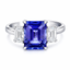 Emerald Cut Tanzanite With Emerald Cut Diamond Side Stones