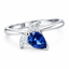 Pear Cut Sapphire With Marquise Cut Diamond Side Stones