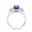 Oval Cut Sapphire with Pear Cut Diamond Side Stones Trilogy Ring