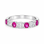 Round Brilliant Cut Pink Sapphire & Diamond 7 Stone Eternity Ring