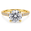 Lab Grown Round Brilliant Cut 3.01ct Diamond Solitaire Engagement Ring With Diamond Shoulders & Hidden Halo