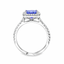 Emerald Cut Tanzanite With Diamond Halo & Diamond Shoulders