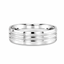 Flat Court Wedding Band With 2 Lines & Bevelled Edges
