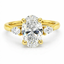 Lab Grown Oval Cut 2.00ct Diamond Engagement Ring With Lab Grown Pear Cut Diamond Side Stones