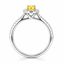 Cushion Cut 0.51ct Yellow Diamond With Diamond Halo & Shoulders