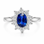 Oval Cut Sapphire With Round Brilliant Cut Diamond Cluster