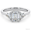 Emerald Cut 1.01ct Diamond Engagement Ring with Trilliant Cut Diamond Side Stones