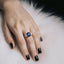 Oval Cut Sapphire with Oval Cut Diamond Side Stones Trilogy Ring