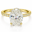 Lab Grown Oval Cut 3.54ct Diamond Solitaire Engagement Ring With Diamond Shoulders