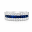 Princess Cut Sapphire & Diamond 3 Row Half Hoop Eternity Ring