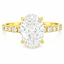 Lab Grown Oval Cut 3.04ct Diamond Engagement Ring with Diamond Shoulders & Hidden Halo