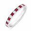 Round Brilliant Cut Diamond & Ruby Half Hoop Eternity Ring