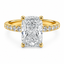 Lab Grown Diamond Cushion Cut 3.04ct Solitaire Engagement Ring With Diamond Shoulders & Hidden Halo
