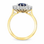 Oval Cut Sapphire with Round Brilliant Cut Diamond Cluster